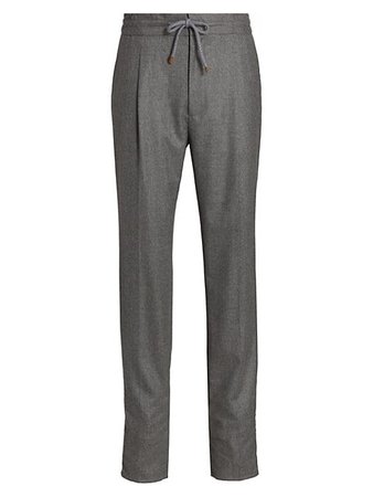 Shop Brunello Cucinelli Leisure Wool Flannel Pants | Saks Fifth Avenue