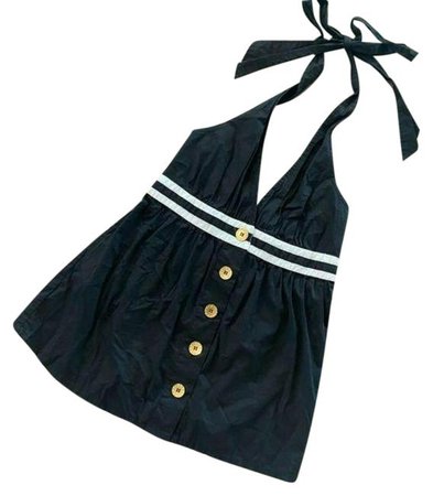 Vintage Black Nautical Halter Blouse Size 2 (XS) - Tradesy