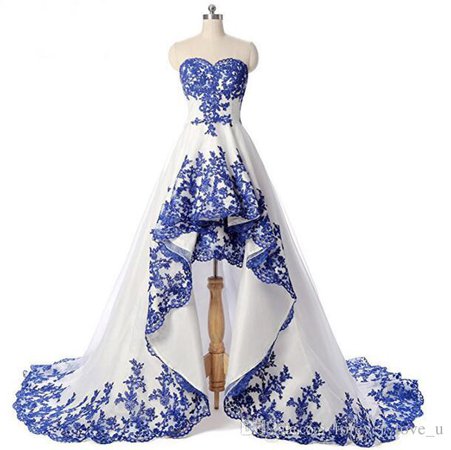 white/blue long dress