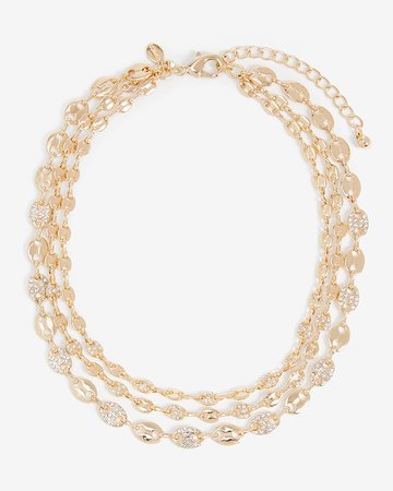 3 Row Link Chain Necklace | Express