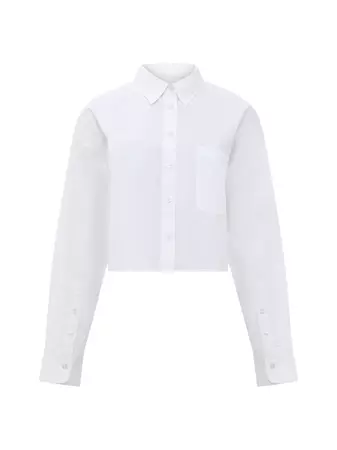 Alissa Cotton Cropped Shirt Linen White | French Connection US