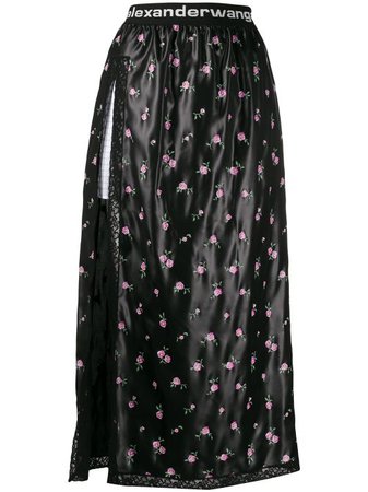 Shop black & pink Alexander Wang floral lace accent skirt with Express Delivery - Farfetch