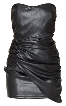 Chocolate Faux Leather Drape Bodycon Dress | PrettyLittleThing USA