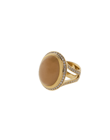 Small Brown Moonstone Cushion Ring | Marissa Collections