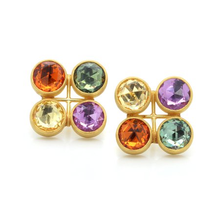 gold multi colored earrings - Google Search