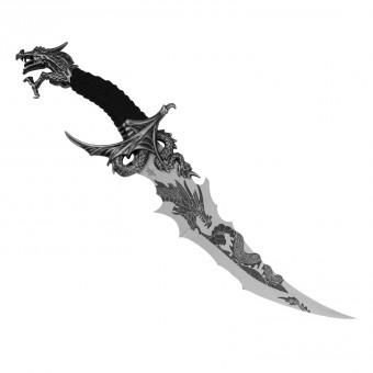 Silver Black Handle Dragon Dagger