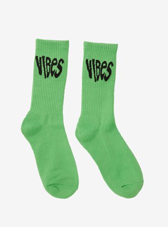 Vibes Neon Green Crew Socks