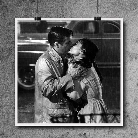 FREE SHIPPING Audrey Hepburn George Peppard kissing in the | Etsy