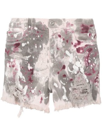 Faith Connexion paint-splattered Denim Shorts