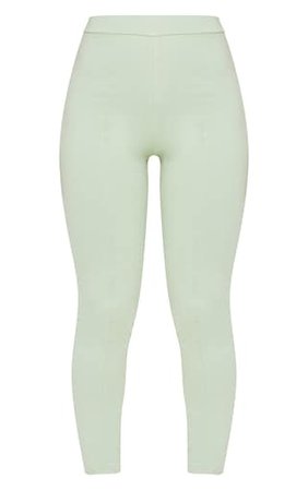 Sage Green Cotton Pintuck Detail Leggings | PrettyLittleThing USA