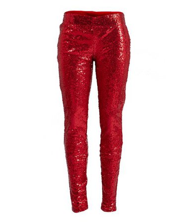 red sequin leggings