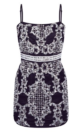 Black Premium Embellished Strappy Bodycon Dress | PrettyLittleThing USA
