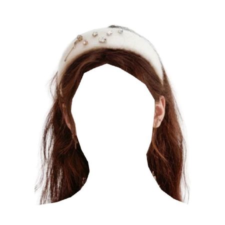 red brown hair white fluffy embellished headband hairstyle