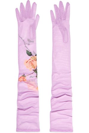 Dries Van Noten | Floral-print stretch-tulle gloves | NET-A-PORTER.COM