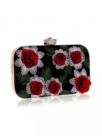 Vintage Embroidered Women's Evening Bag 3d Flower, Rose & Rhinestone Decoration Small Purse, Suitable For Parties, Weddings, Cross-body Shoulder Bag For Ladies | SHEIN USA