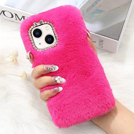 Amazon.com: Pepmune Compatible with iPhone 13 Case, Fluffy Furry Warm Design Women Girls Cute Plush Fur Silicone Soft Diamond Cover Shockproof Protective Phone Case for iPhone 13, Hot Pink : Cell Phones & Accessories
