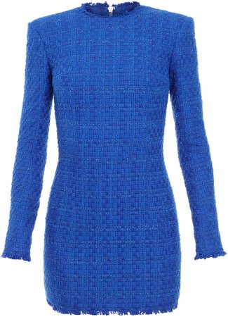 Balmain Cotton-Blend Tweed Mini Dress Size: 34