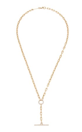 Zoe Chicco 14K Large Square Oval Link Chain With Pave Diamond & Faux Toggle Necklace
