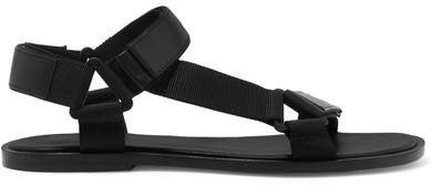 Parks Leather And Canvas Sandals - Black