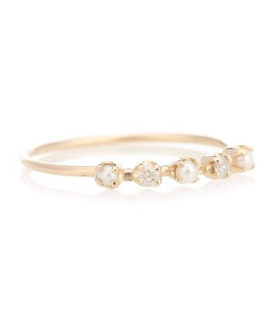 Loren Stewart - Renee pearl and diamond 14kt gold ring | mytheresa.com