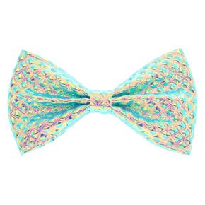 Holographic Mini Hair Bow Clip - White | Claire's US