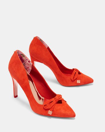 Suede bow detail courts - Bright Orange | Shoes | Ted Baker UK