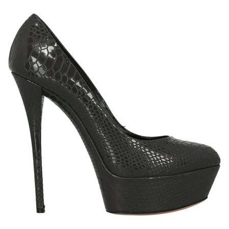 *clipped by @luci-her* Casadei Woman Pumps Black Leather IT 37 For Sale at 1stDibs