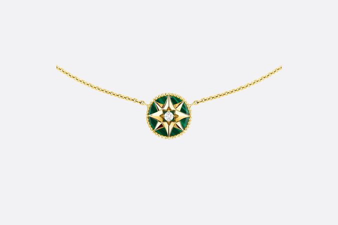 ROSE DES VENTS NECKLACE Yellow Gold, Diamond and Malachite