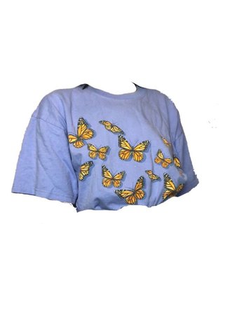Blue rolled up butterfly t shirt