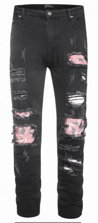 Black Pink Ripped Jeans