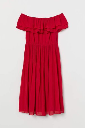 Pleated Dress - Red