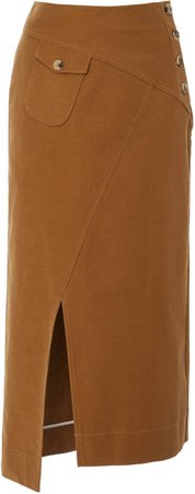 Astrid Asymmetric Cotton-Twill Midi Skirt Size: 12