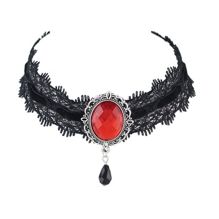 [30% OFF] Gothic Velour Choker With Big Crystal Necklace | Rosegal