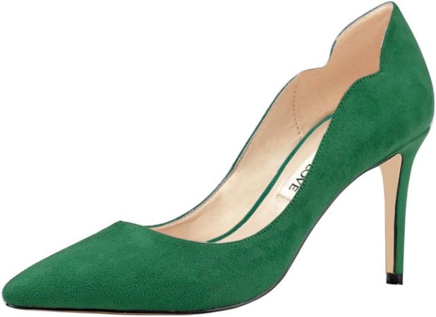 Amazon.com | JOY IN LOVE Pumps for Women 3.5" Stiletto High Heels Pointy Toe Pumps Shoes Green 7US | Pumps