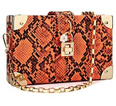 Box Bag Snakeskin Pattern Crossbody Bag for Women Shoulder Handbags Clutch Purses for Daily Use Travel Work (Orange): Handbags: Amazon.com