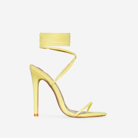 Ali Lace Up Heel In Lemon Yellow Faux Suede | EGO