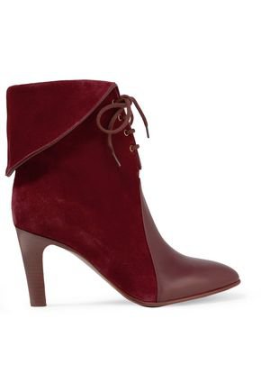 Leather-paneled suede ankle boots | CHLOÉ | Sale up to 70% off | THE OUTNET