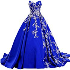White Lace Long Ball Gown Formal Prom Evening Dresses Gothic Royal Blue US 6 at Amazon Women’s Clothing store