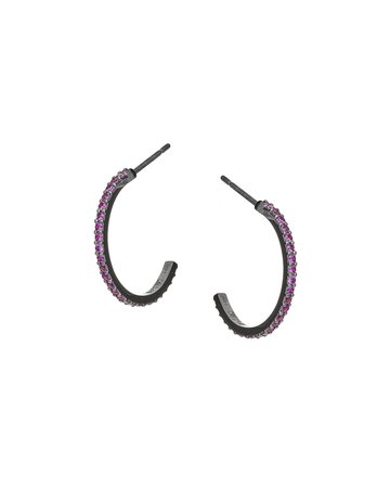 Lana Electric 14K Black Gold Hoop Earrings with Pink Sapphires | Neiman Marcus