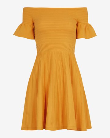 Bardot frill knitted skater dress - Yellow | Dresses | Ted Baker UK