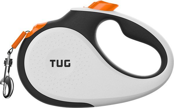 TUG Nylon Tape Retractable Dog Leash, White/Orange, Large: 16-ft long - Chewy.com