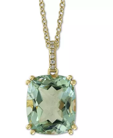 EFFY Collection EFFY® Green Quartz (5-1/4 ct. t.w.) & Diamond Accent 18" Pendant Necklace in 14k Gold