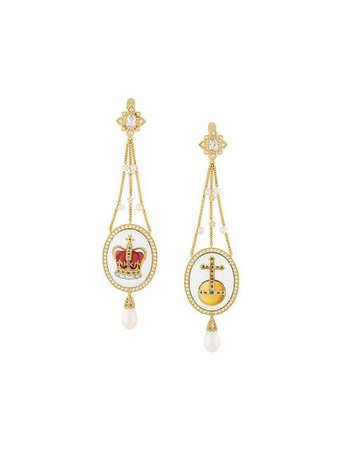 Axenoff Jewellery crown & sovereign's orb drop earrings £4,458 - Shop Online SS19. Same Day Delivery in London
