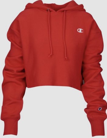 red cropped champion hoodie