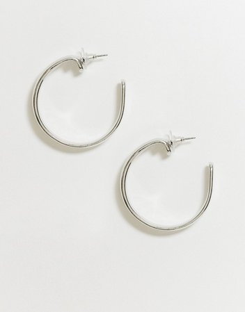 ASOS DESIGN hoop earring in abstract curl design in silver tone | ASOS
