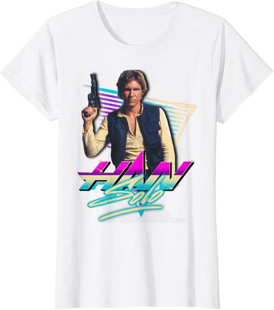 Amazon.com: Star Wars Han Solo Eighties Retro Poster T-Shirt: Clothing