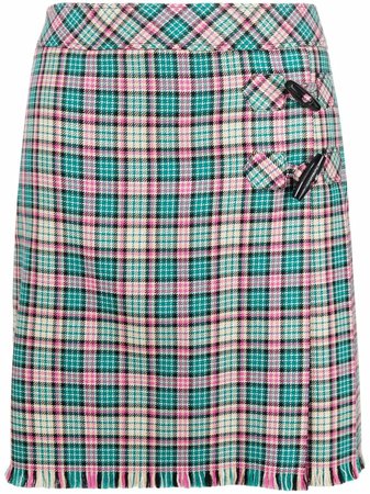 Boutique Moschino Checked Wool Wrap Skirt - Farfetch