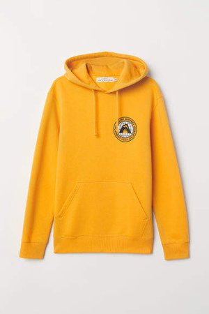 Hooded Sweatshirt with Motif - Orange
