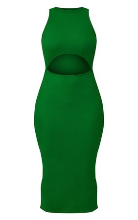 Dark Green Cut Out Racer Neck Rib Bodycon Dress | PrettyLittleThing USA