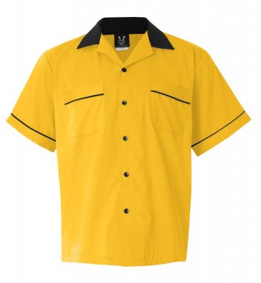 1950s Mens Shirts | Retro Bowling Shirts, Vintage Hawaiian Shirts GoldBlack Legend 2244 2244 Button